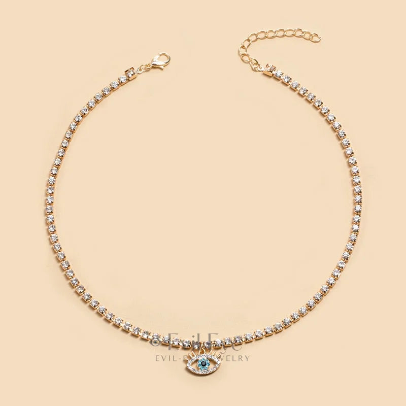 White Zircon Evil Eye charm Necklace