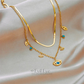 Gold and turquoise Evil Eye necklace