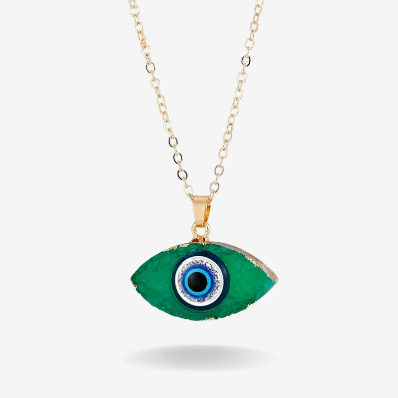 Green evil eye necklace