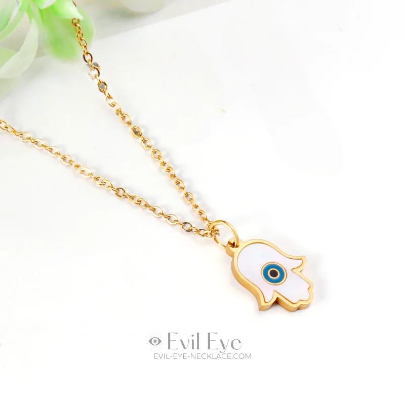 Hamsa Evil Eye necklace gold