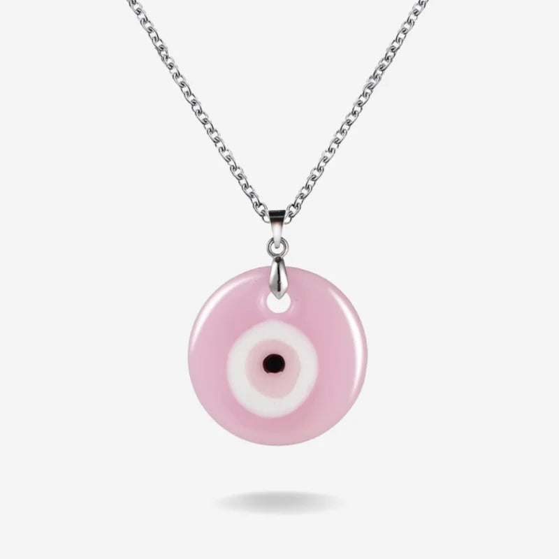 Pink evil eye necklace